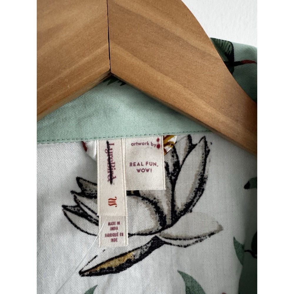 Anthropologie LyreBird Cloud Flannel Pajama Top Sleep Shirt Leopard M - Picture 3 of 7